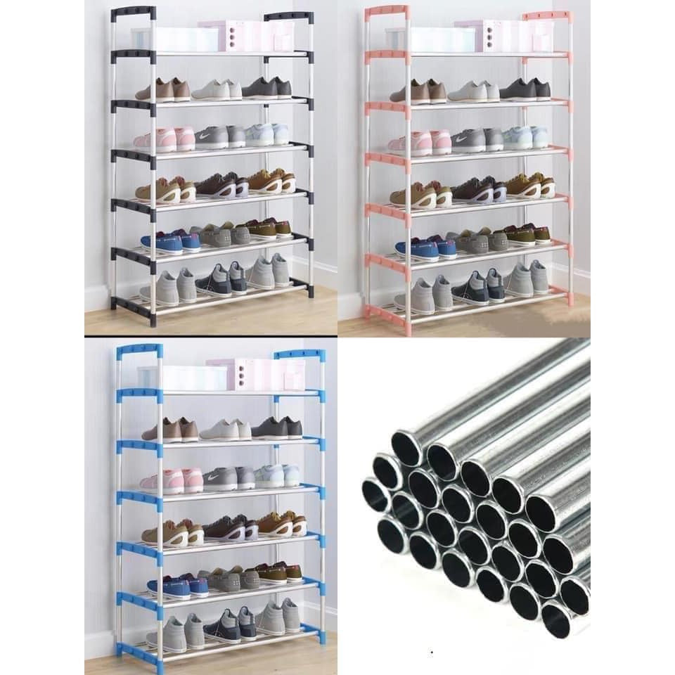 6 Layer shoe rack Tier Colored stainless steel Stackable shoe rack organizer [free home delivery]